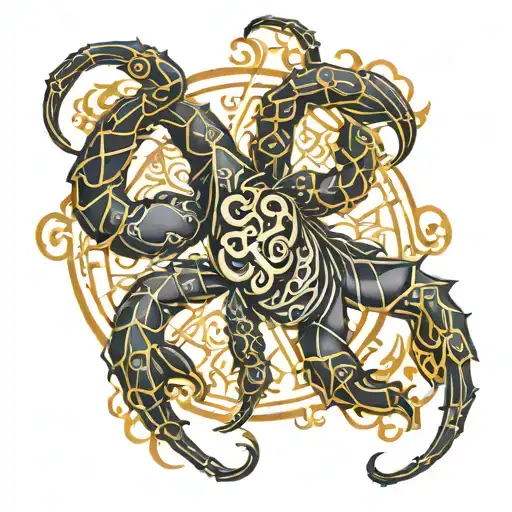 scorpio zodiac symbol intertwined, leo star sign tattoo design idea