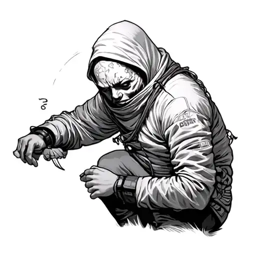 A character, restrained in a straight jacket, embodies the turbulent struggle of living with bipolar disorder.  tattoo design idea