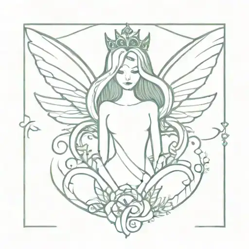 winx club flora wings with crown above and mermaid tail tattoo design idea