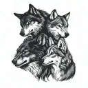 two wolves looking at each other. one white the other black tattoo design idea