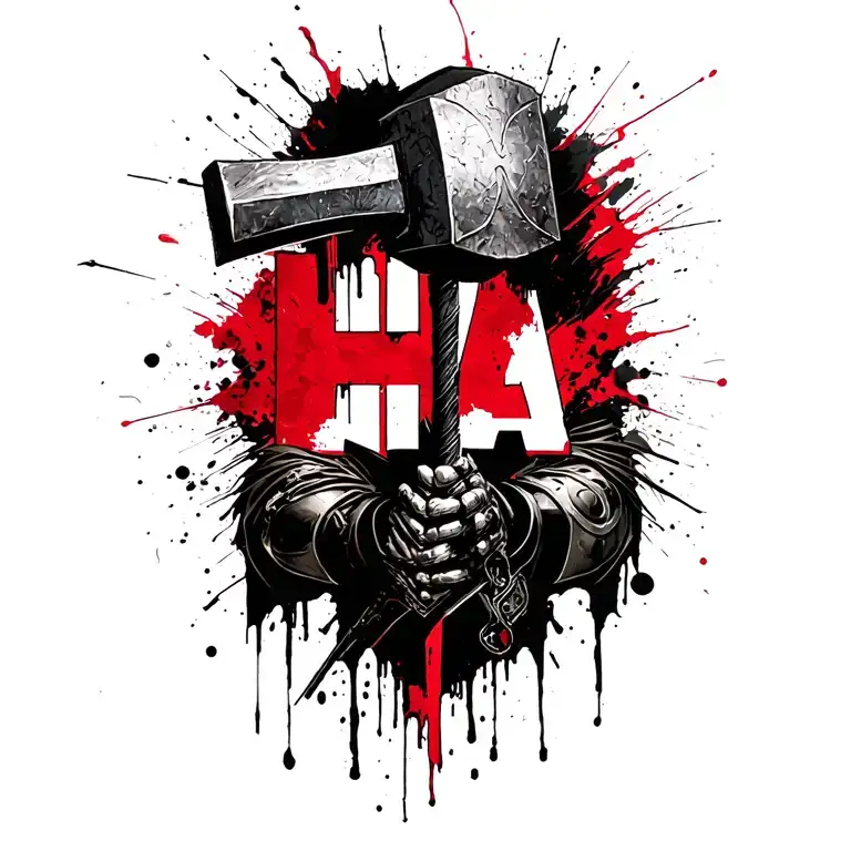 I want you to make a big H.A put hoodavenger in the inside then put thor hammer  tattoo design idea