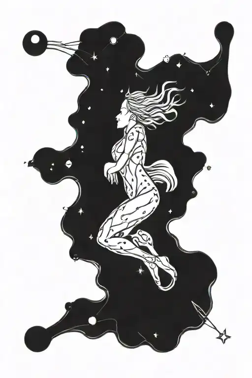 Aquarius zodiac sign, constellation intertwined tattoo design idea