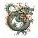 oriental dragon surrounded tattoo design idea