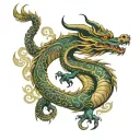 oriental dragon surrounded tattoo design idea