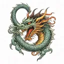 oriental dragon surrounded tattoo design idea