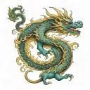 oriental dragon surrounded tattoo design idea