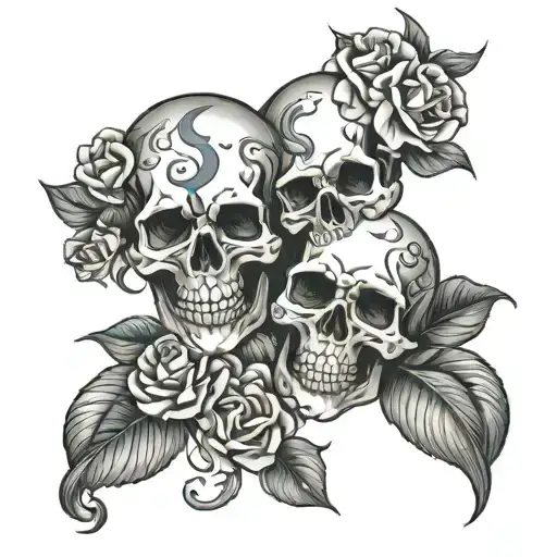 zodiac sign gemini on hand skull tattoo design idea