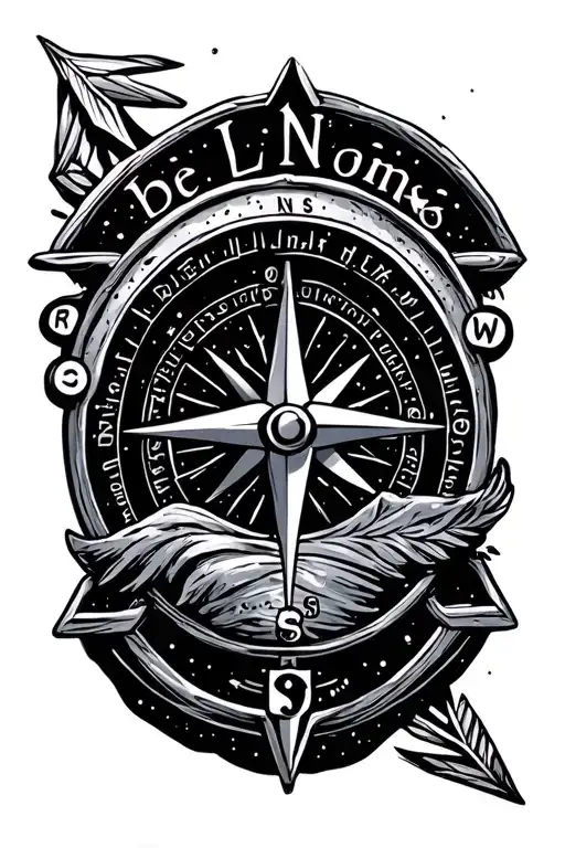 compass arrow kids names tattoo design idea