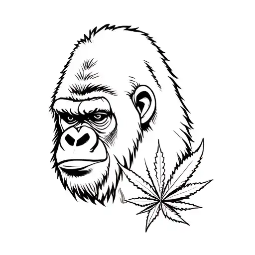 Gorilla smoking weed tattoo design idea