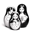  A series of nested dolls, each revealing a different aspect of the self, from the wounded inner child to healed adult tattoo design idea