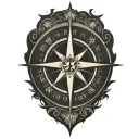 True North compass tattoo design idea