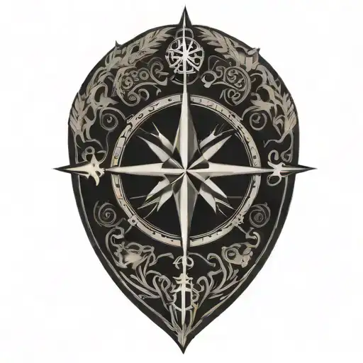 True North compass tattoo design idea
