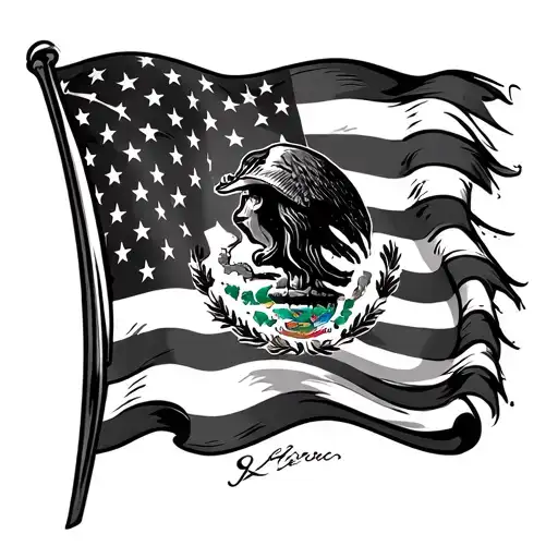 Mexican And American Flag tattoo design idea