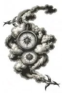 clouds all around a compass infinity symbol  tattoo design idea