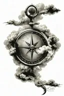 clouds all around a compass infinity symbol  tattoo design idea