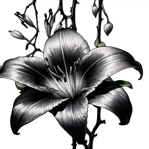 lily flowers hanging on vines tattoo design idea