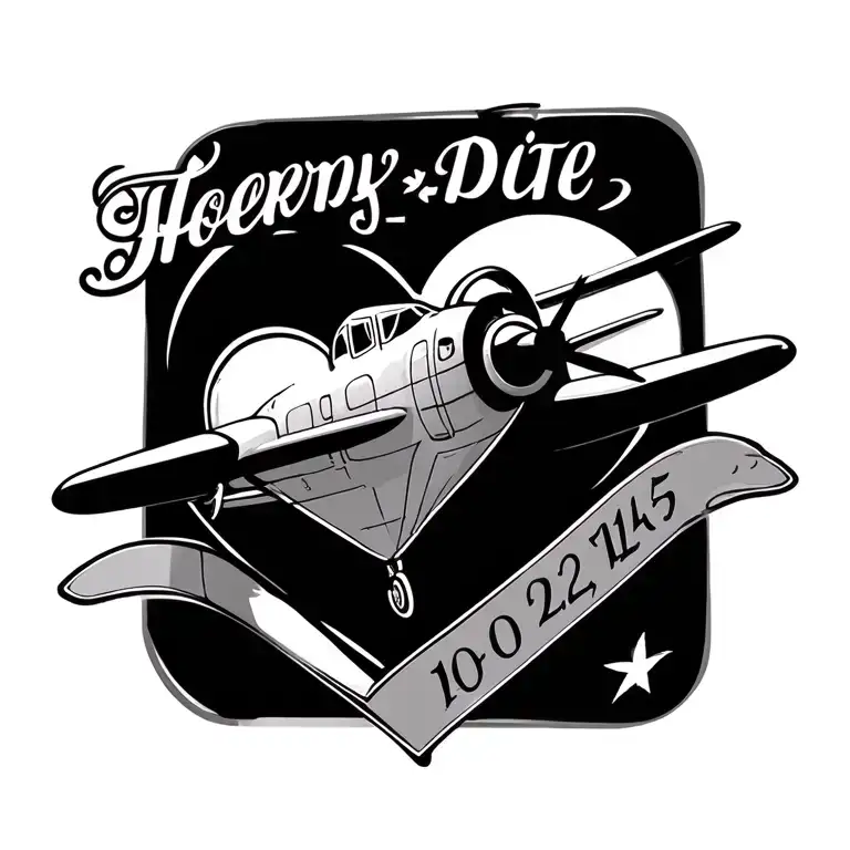 aero plane, heart, date tattoo tattoo design idea