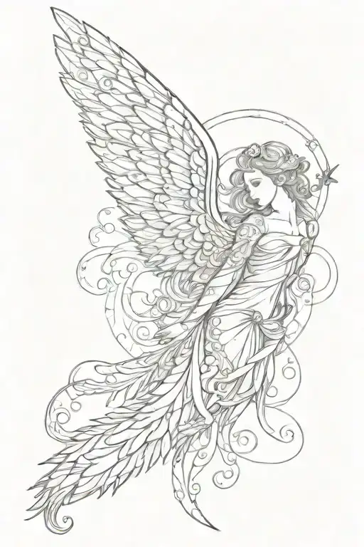 Christian fish, angel wings, daddys girl tattoo design idea