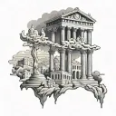Burning greek City tattoo design idea