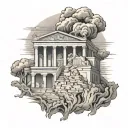 Burning greek City tattoo design idea