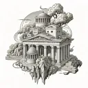 Burning greek City tattoo design idea