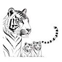 Tiger And 2 Cubs tattoo design idea