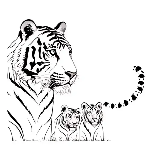 Tiger And 2 Cubs tattoo design idea