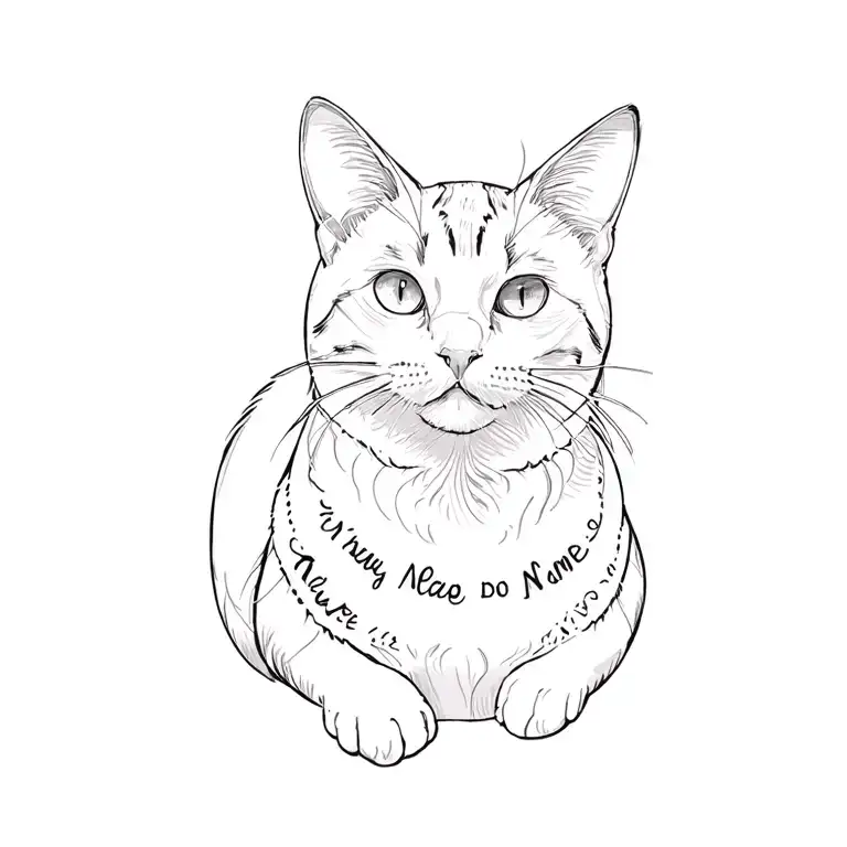 Cat with names incorporated tattoo design idea