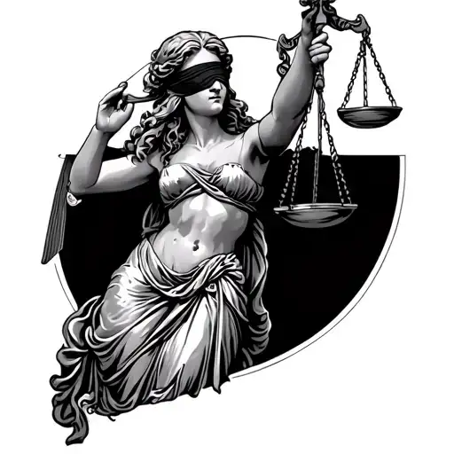 lady justice holding scales blindfolded tattoo design idea