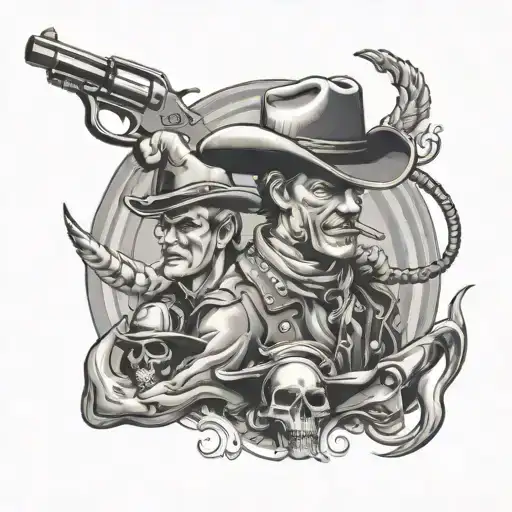 cowboy regulators rock n roll  tattoo design idea