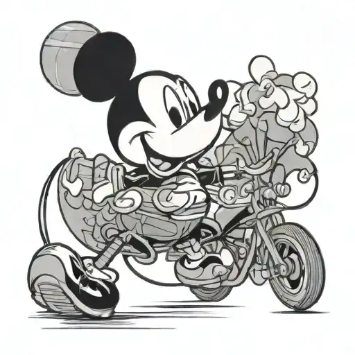 mickey mouse pulling east side tattoo design idea
