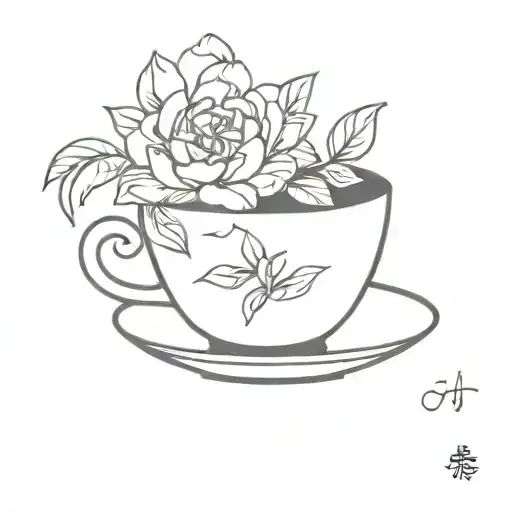 black and white tea cup   tattoo design idea