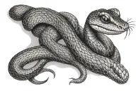 crawling snake on collarbone femme fatale tattoo design idea