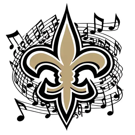 New Orleans saints logo filled with music notes tattoo design idea