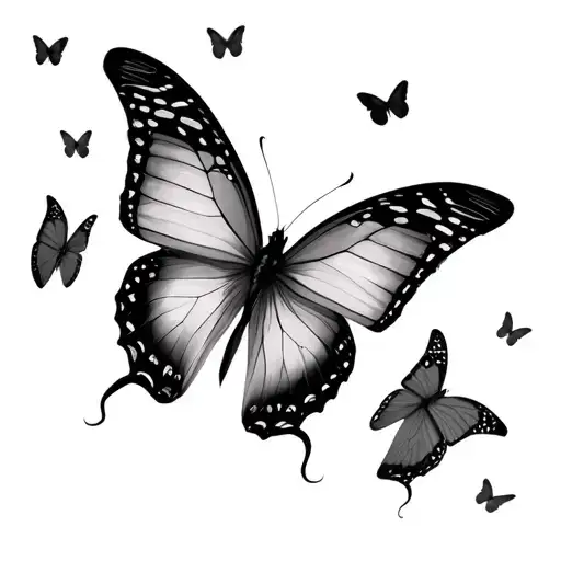 butterflies flying tattoo design idea