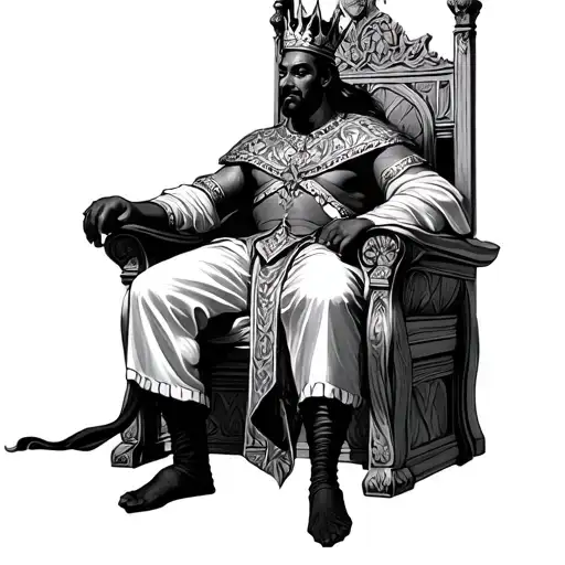 black king sitting on a throne tattoo design idea