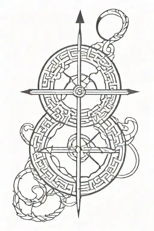 two sigils connected line tattoo tattoo design idea