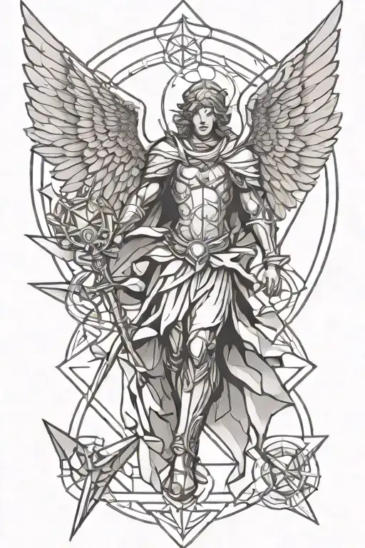 simple  st michael archangel tattoo design idea