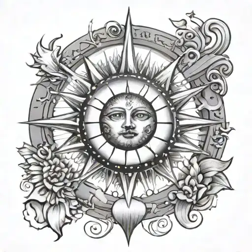 Tarot Card Sun & Moon tattoo design idea