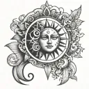 Tarot Card Sun & Moon tattoo design idea