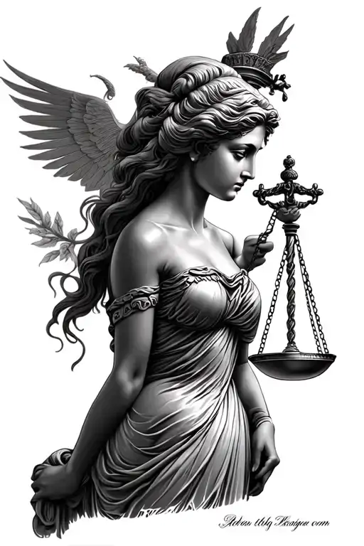 lady justice tattoo design idea