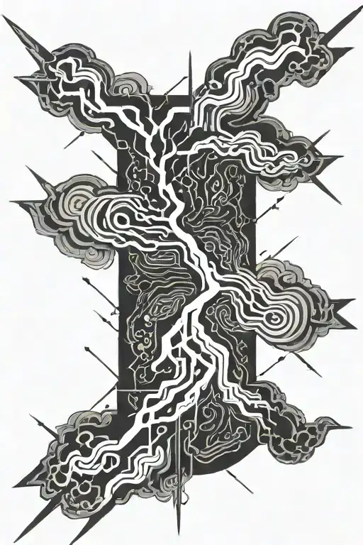thunderstorms striking lightning tattoo design idea
