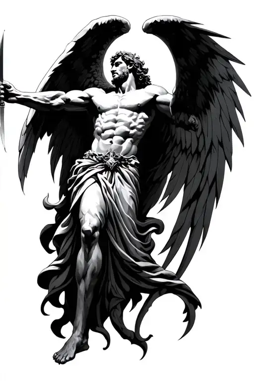 st michael killing lucifer tattoo design idea