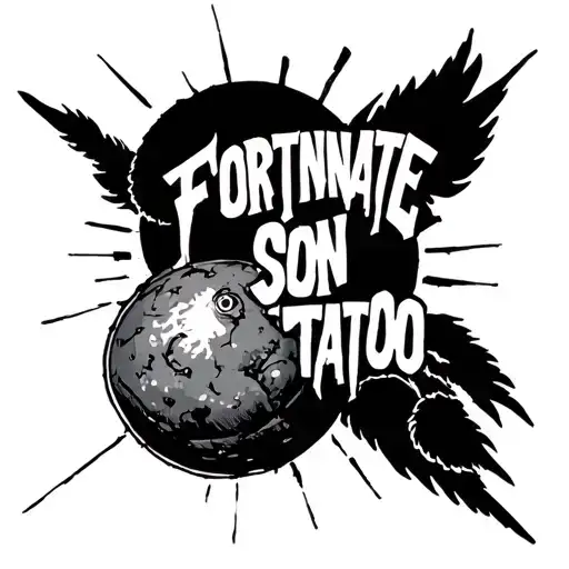 atomic bomb whith tekst "Fortunate son tattoo design idea