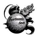 atomic bomb whith tekst "Fortunate son tattoo design idea