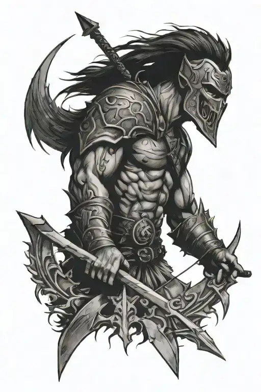 berserk curse, mark with arrow piercing tattoo design idea