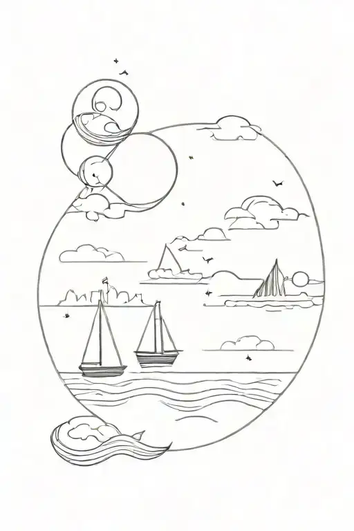 night, sea, adventure, free spirit tattoo tattoo design idea