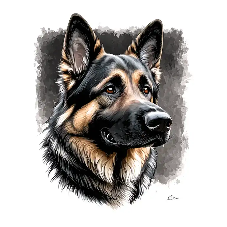 german shepherd dog tattoo design idea