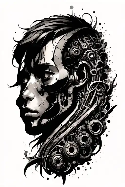 bio mechanical sleeve tattoo design idea