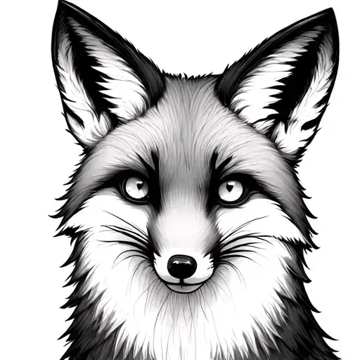 fox with 3 eyes tattoo design idea